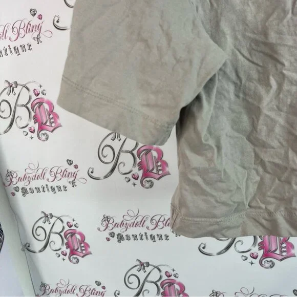 J.o & co tshirt tee cream Beige Crop Top cropped short style shirt grey - Picture 4 of 8